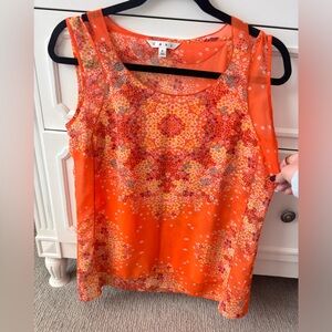 CAbi Orange Floral Sleeveless Top